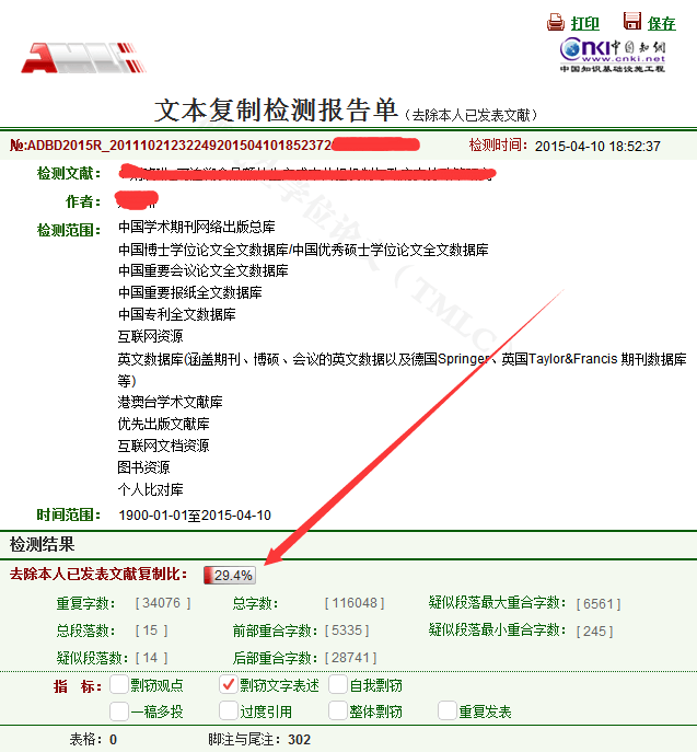 中国知网查重复率