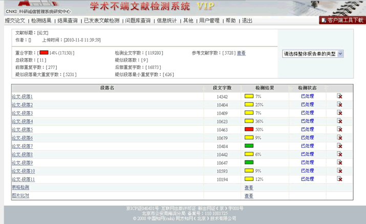 知网检测网论文检索页面